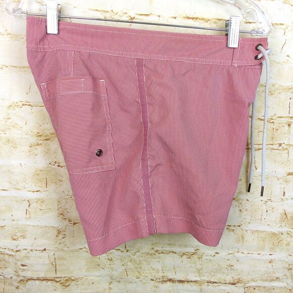 Parke & Ronen Swim Trunk Shorts Mens 30 X 4 Red Gingham Mesh Brief Retro Mod - Picture 9 of 12